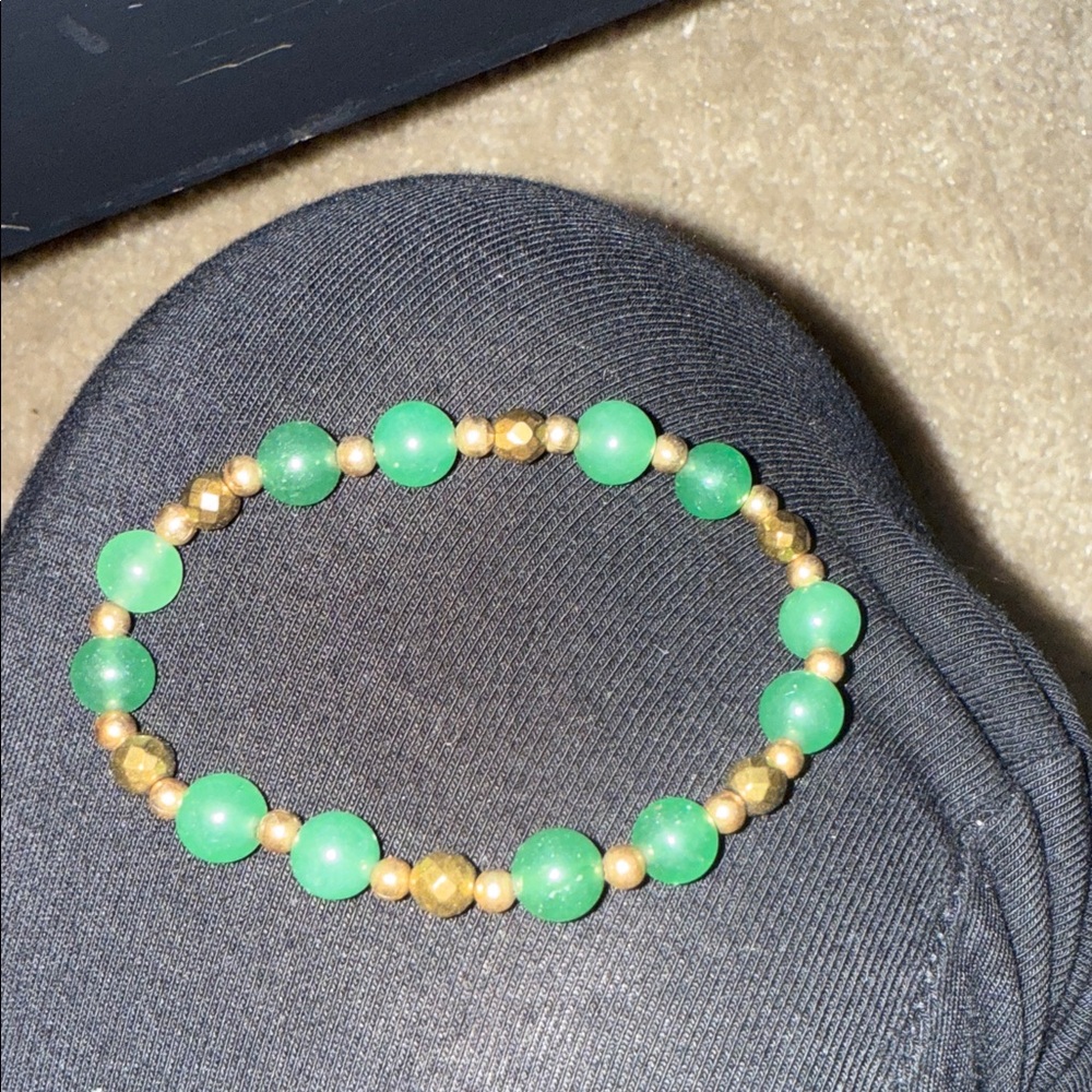 Green and Gold Beaded Bracelet